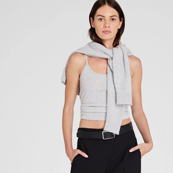 Brand New! Club Monaco 100% Cashmere Tank, Soft Heather Gray, Size XL - Picture 4 of 9